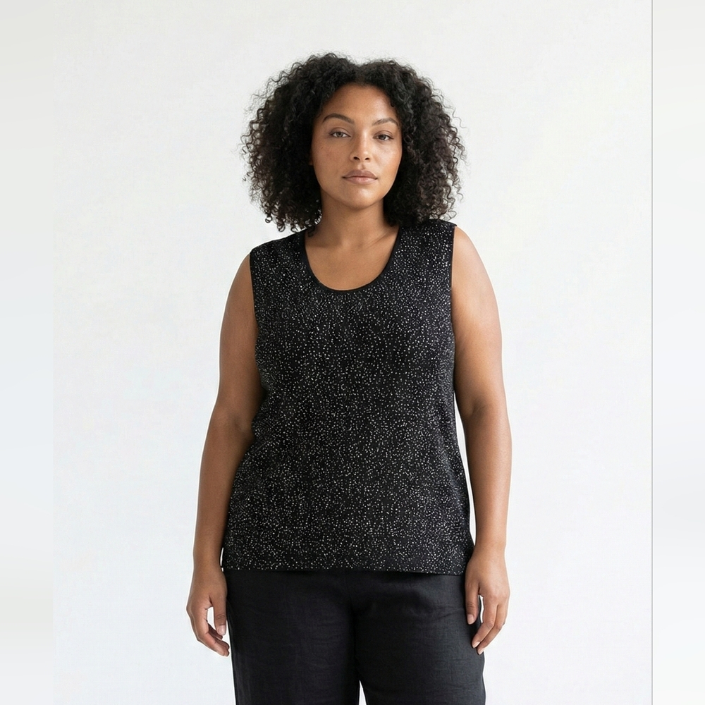 Vintage Rapture Apparel Y2K Tank Black Glitter Glam Bling Goth Whimsigoth 3X